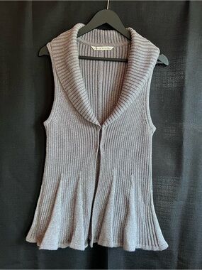 Peter Nygard Purple Silver Metallic Shimmer Knit Cardigan Vest Size Medium